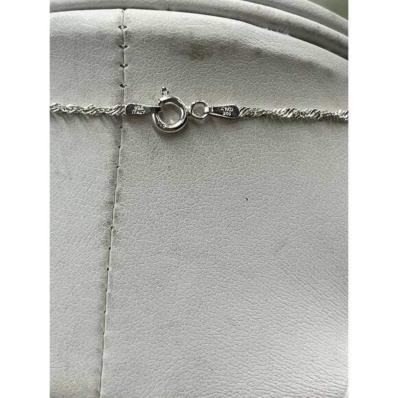 Iolite Center Surrounding CZ’s Pendant Twisted Sterling Silver Rope Chain 20” - Picture 7 of 11